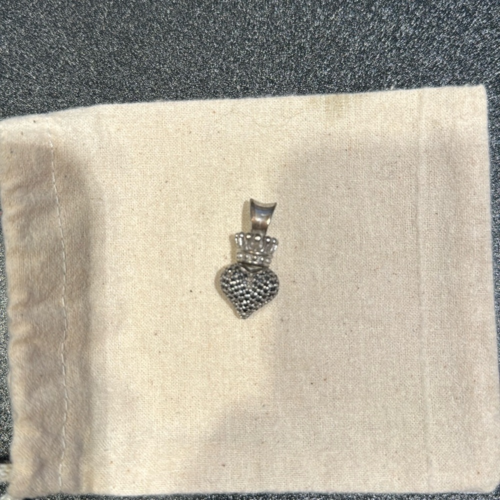 King Baby Small3D pave black cuz crowned heart pendant